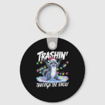 Trashin&#39; Through The Snow Funny Christmas Raccoon  Keychain