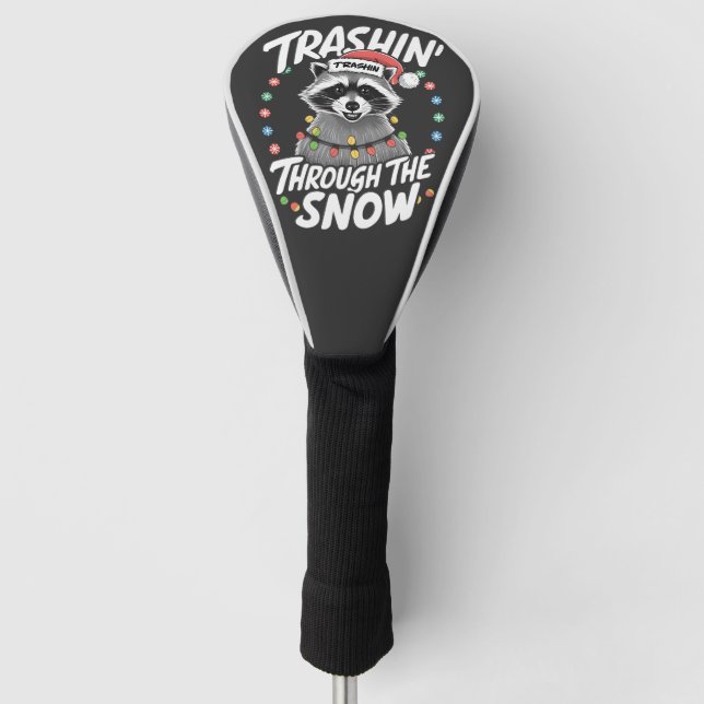 Trashing Through the Snow Funny Raccoon Christmas Golf Head Cover (Front)