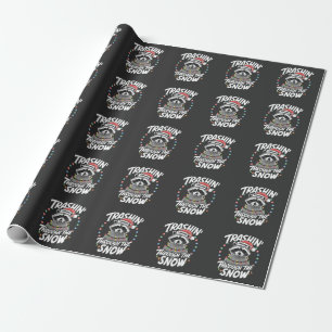 Trashing Through the Snow Funny Raccoon Christmas Wrapping Paper