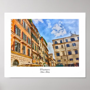 Trastevere Rome, Italy Watercolor Poster