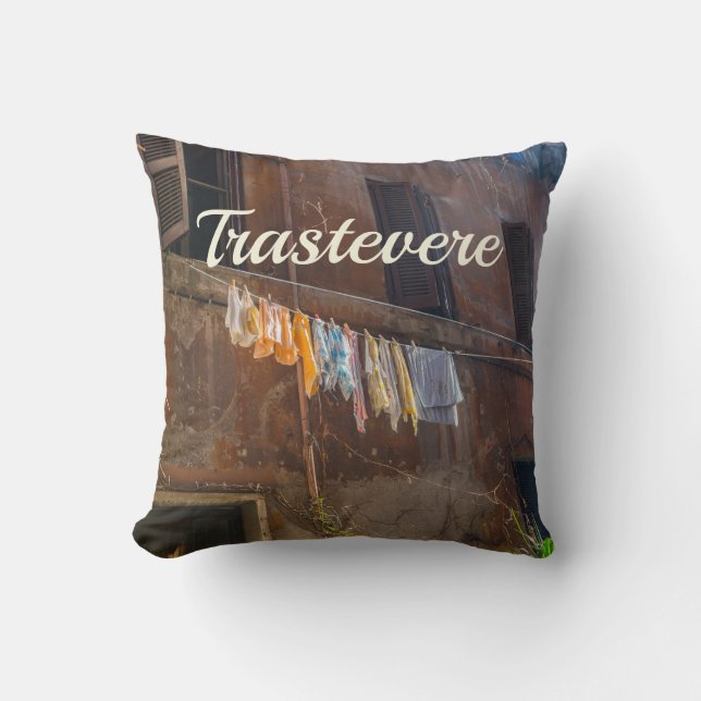 Trastevere Rome Throw Pillow (Front)