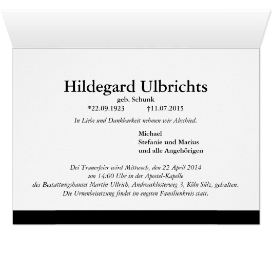 Trauerkarte (Inside Horizontal (Bottom))