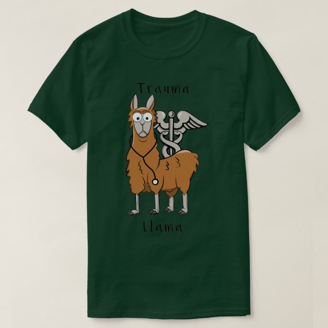 Trauma Llama Caduceus Design T-Shirt (Design Front)