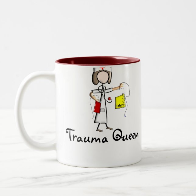 Trauma Nurse "Trauma Queen"  T-Shirts and Gifts Two-Tone Coffee Mug (Left)