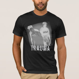 "Trauma" War Image Abstract in Black Gray White T-Shirt