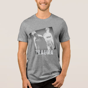 "Trauma" War Image Abstract in Black Gray White Tri-Blend Shirt