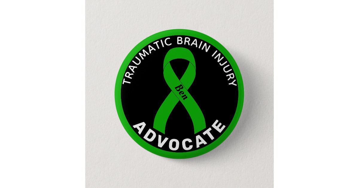 Traumatic Brain Injury Advocate Ribbon Black Button | Zazzle