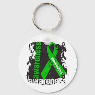 Traumatic Brain Injury Awareness Grunge Ribbon Keychain