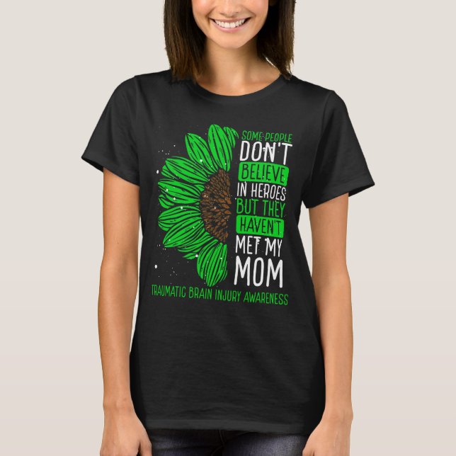 Traumatic Brain Injury Awareness Ribbon Mom T-Shirt (Front)