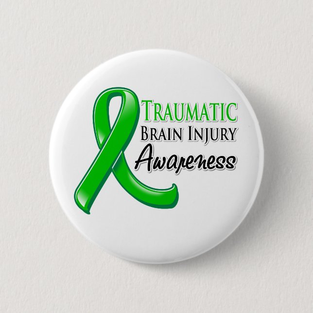Traumatic Brain Injury Awareness Ribbon Pinback Button (Front)