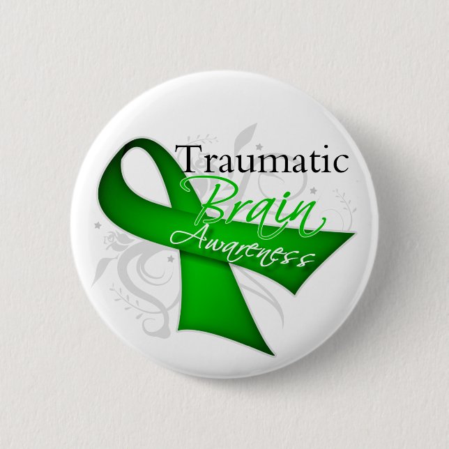 Traumatic Brain Injury Awareness Ribbon Pinback Button (Front)