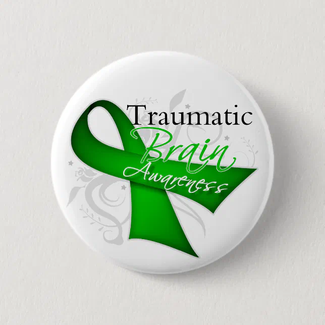 Traumatic Brain Injury Awareness Ribbon Pinback Button | Zazzle