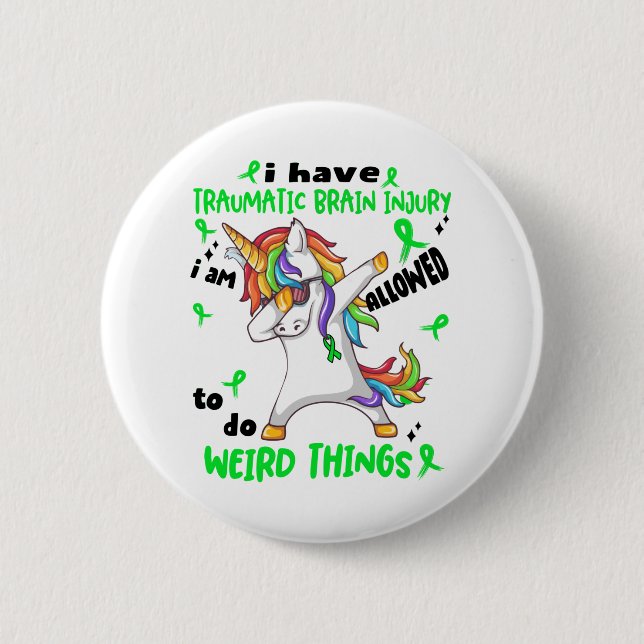 Traumatic Brain Injury Awareness Ribbon Support Gi Button (Front)