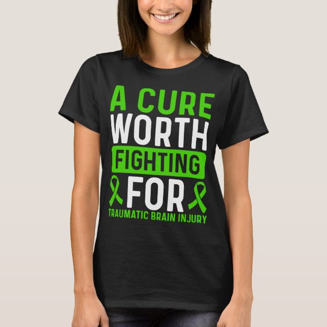 Traumatic Brain Injury Awareness Ribbon TBI T-Shirt (Front)