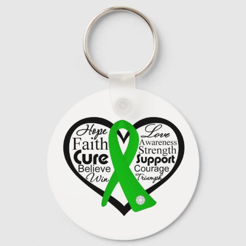 Traumatic Brain Injury Heart Ribbon Collage Keychain