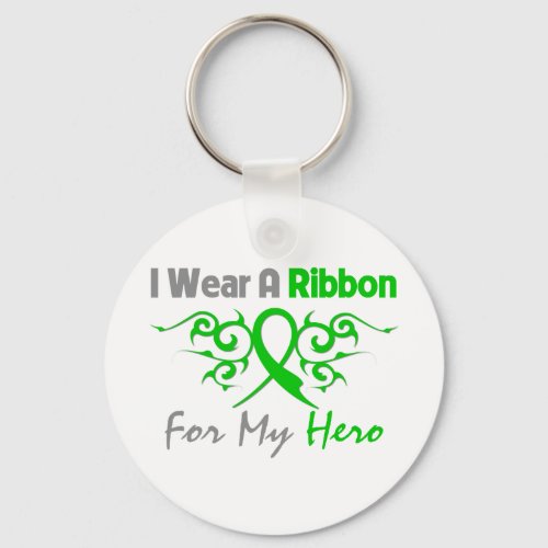 Traumatic Brain Injury Tribal Deco Ribbon Hero Keychain