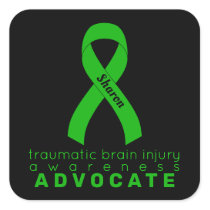 Traumatic Brain Injury Warrior Black Square Sticker