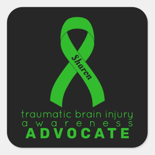 Traumatic Brain Injury Warrior Black Square Sticker