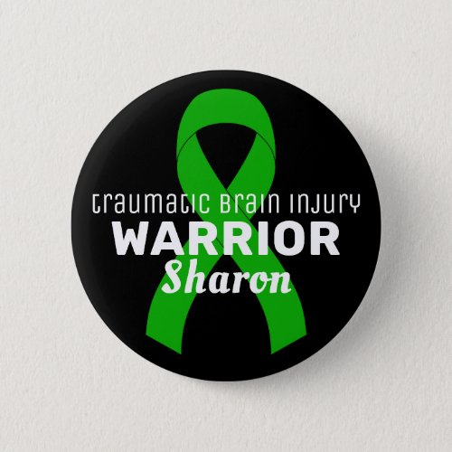 Traumatic Brain Injury Warrior Ribbon Black Button