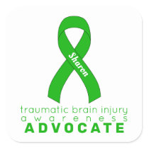 Traumatic Brain Injury Warrior White Square Sticker