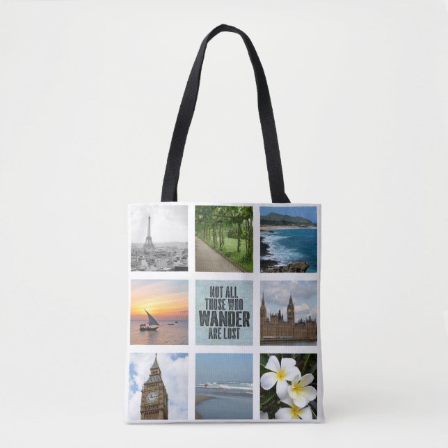 Travel | 8 Photo Collage Personalized Tote Bag (Front)