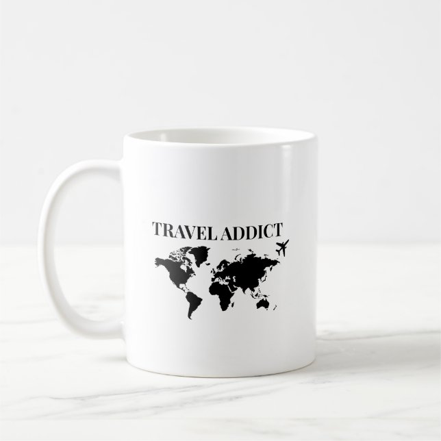 Travel addict - world travel gift coffee mug (Left)