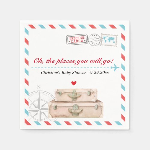 Travel Adventure Airplane Baby Shower Napkins