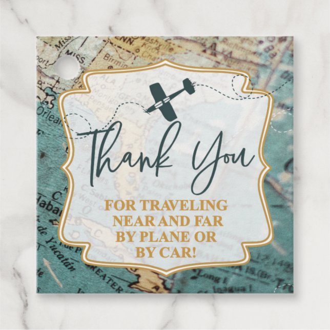 Travel Adventure Airplane Thank you Tag (Front)