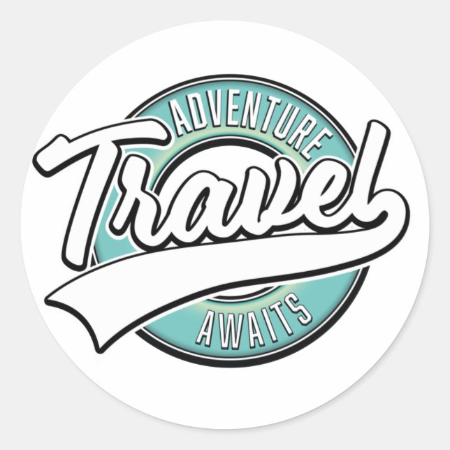 Travel Adventure Awaits vintage logo Classic Round Sticker (Front)