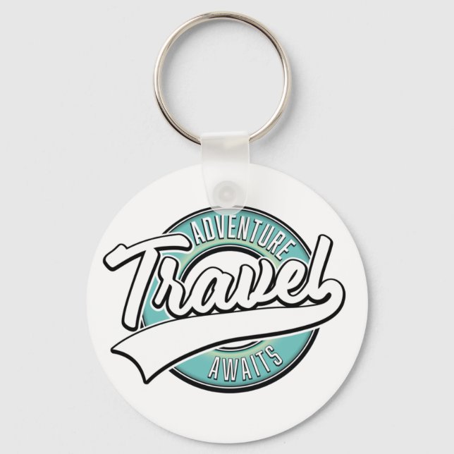Travel Adventure Awaits vintage logo Keychain (Front)