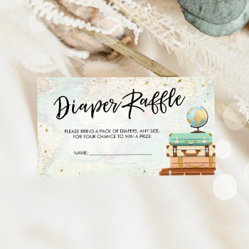 Travel Adventure Baby Shower Diaper Raffle Enclosure Card by Anietillustration at Zazzle
