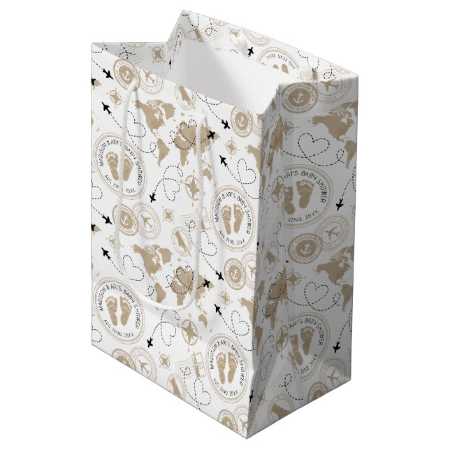 Travel Adventure Baby Shower Gift Bag (Front Angled)