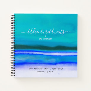 Travel Adventure Couple Caribbean Blue Watercolor Notebook