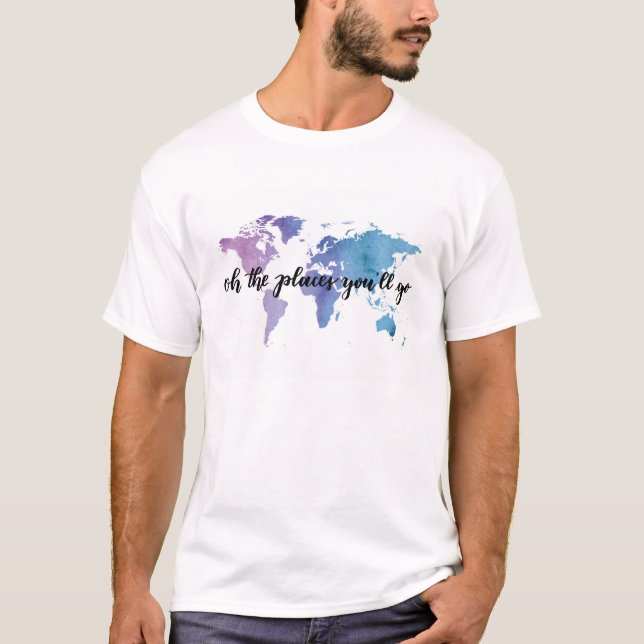 Travel adventure explorer hike world map t-shirt (Front)