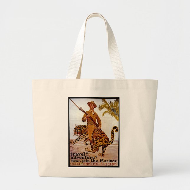 Travel? Adventure? Join the Marines! Large Tote Bag (Front)