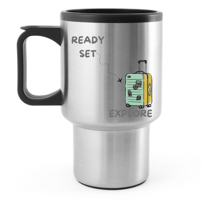 Travel Adventure Ready Set Explore suitcase design Mug (Creator Uploaded)
