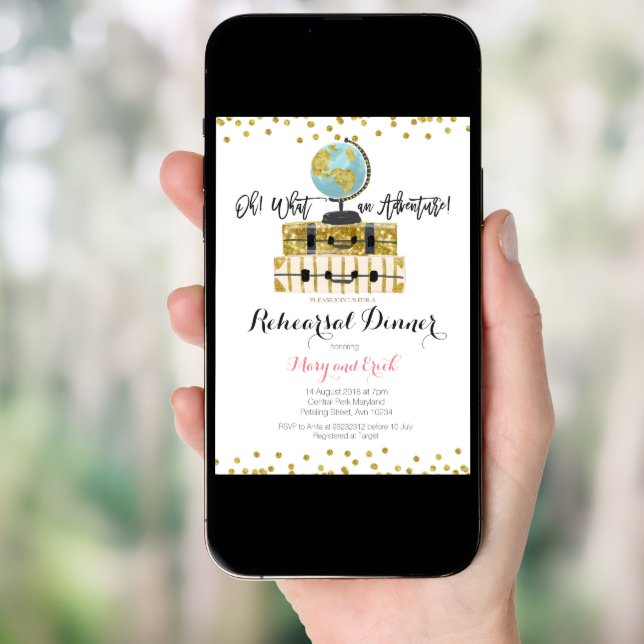 Travel Adventure Rehearsal Dinner Invitation (Front Digital)