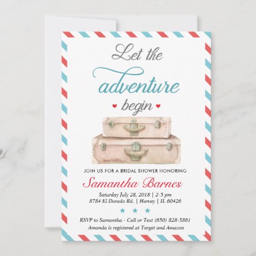 Travel Adventure Suitcase Bridal Shower Invitation