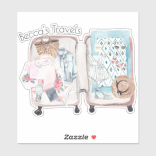 Travel Adventure Suitcase Watercolor Sticker