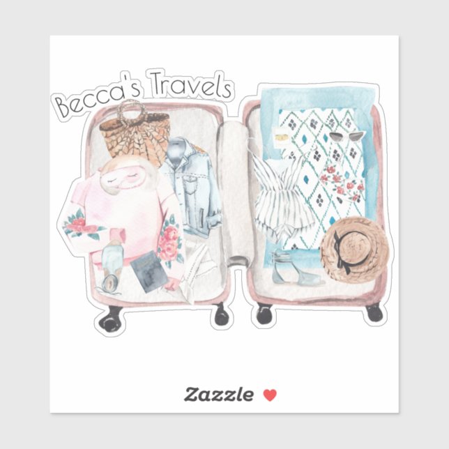 Travel Adventure Suitcase Watercolor  Sticker (Sheet)