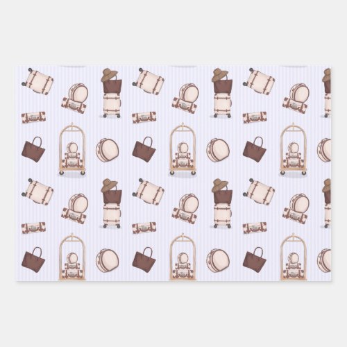 Travel adventure vacation print wrapping paper sheets