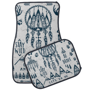 Travel adventure vintage set. car floor mat