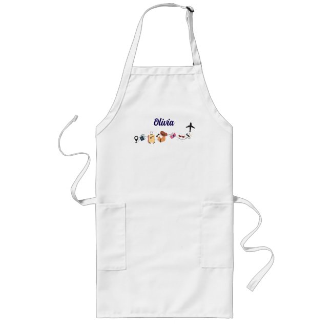 Travel adventures, Cute, Personalized Long Apron (Front)