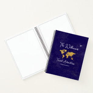 Travel Adventures Distressed Blue Notebook