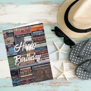 Travel Adventures, Vintage Suitcases, Birthday Card