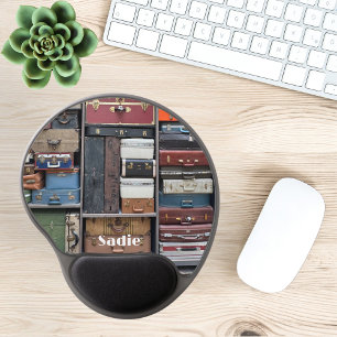 Travel Adventures, Vintage Suitcases Gel Mouse Pad