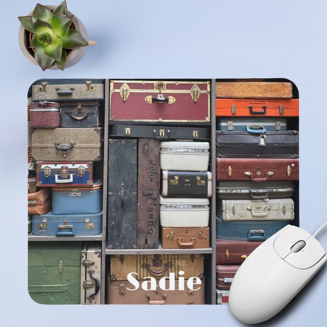 Travel Adventures, Vintage Suitcases Mouse Pad (Creator Uploaded)