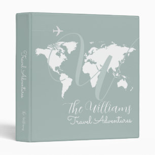 Travel Adventures World Map custom blue 3 Ring Binder