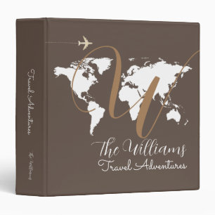 Travel Adventures World Map custom brown 3 Ring Binder