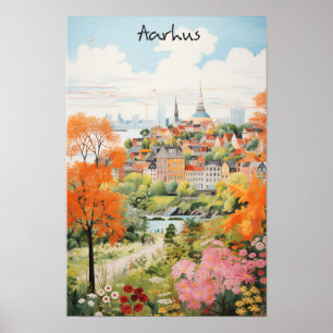 Travel Aesthetic Painting City Aarhus Denmark Poster